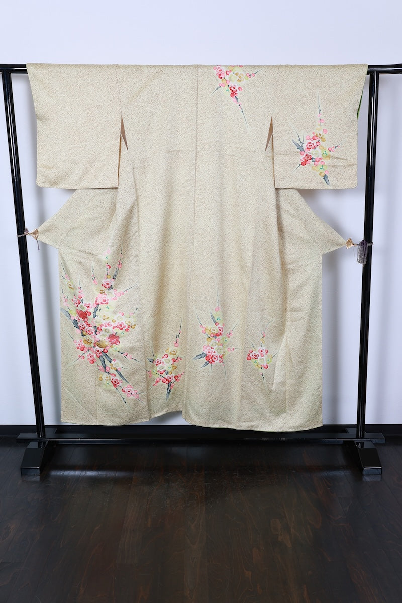 Houmongi kimono brown light-yellow Hand-drawn pre-owned /R505