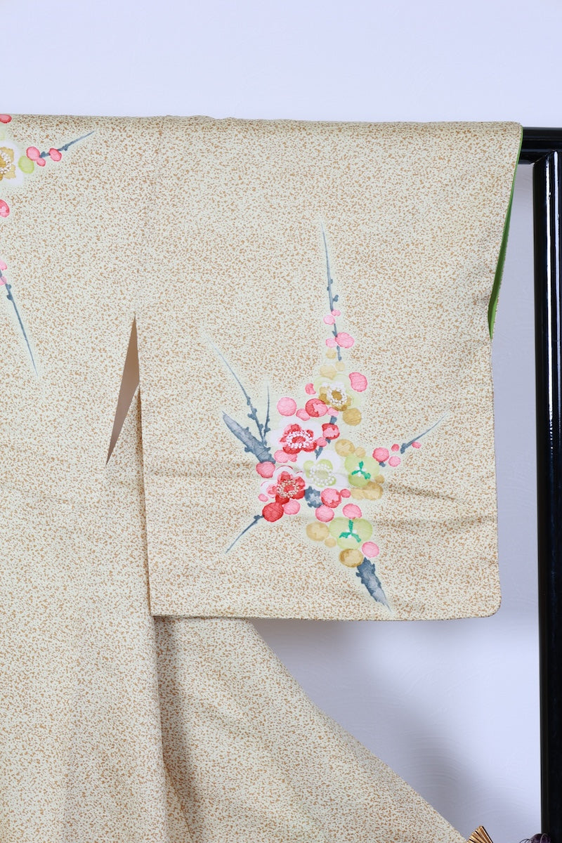 Houmongi kimono brown light-yellow Hand-drawn pre-owned /R505