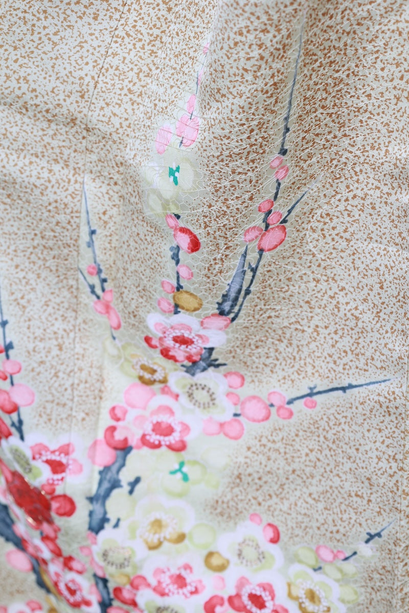 Houmongi kimono brown light-yellow Hand-drawn pre-owned /R505