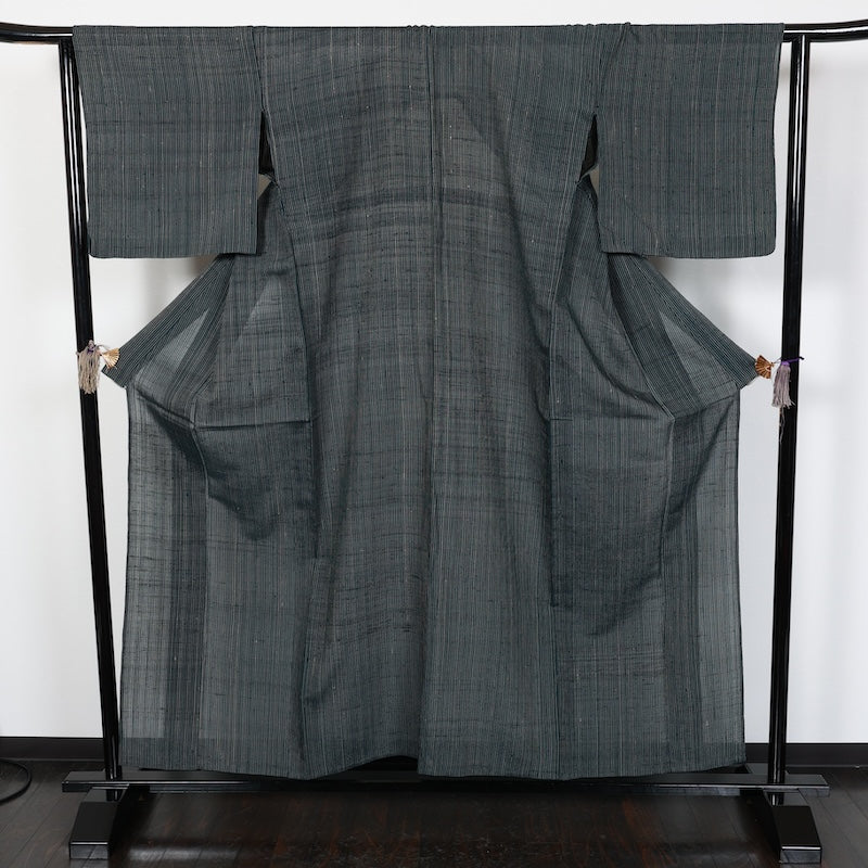 Japanese kimono<tsumugi>-size M silk 100% silk  /T20