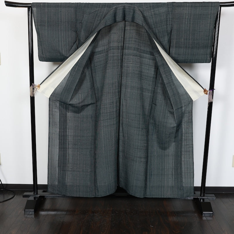 Japanese kimono<tsumugi>-size M silk 100% silk  /T20