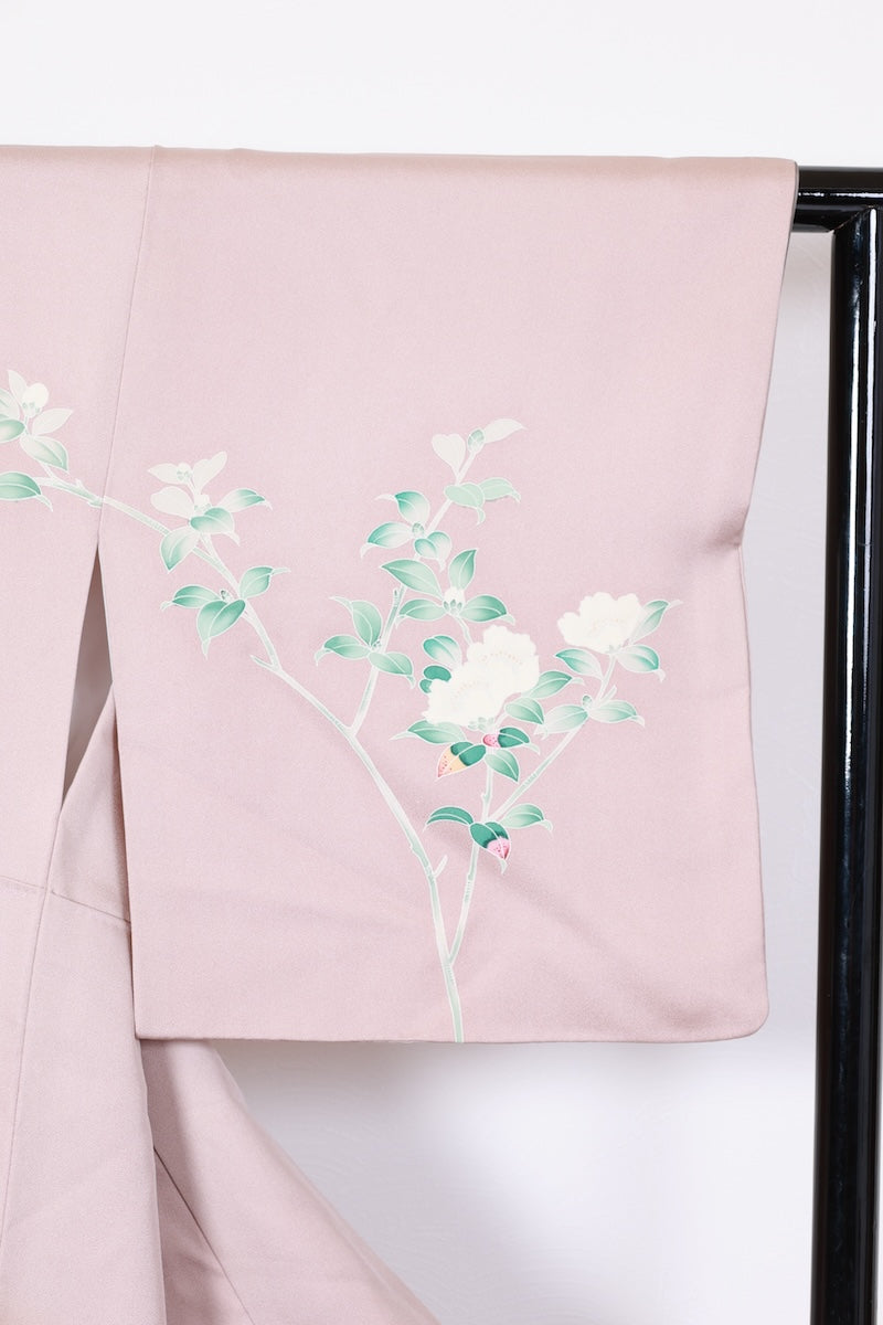 Houmongi kimono Light tea Kyo-Kaga Yuzen Pre-pwned / R499