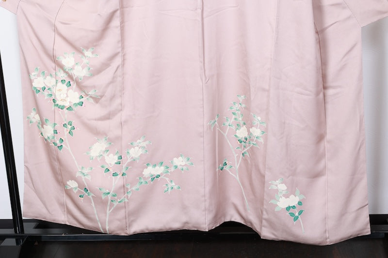Houmongi kimono Light tea Kyo-Kaga Yuzen Pre-pwned / R499