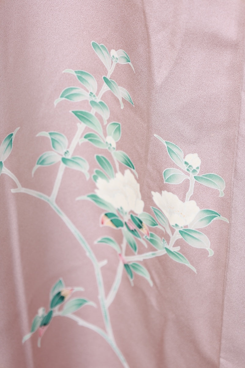 Houmongi kimono Light tea Kyo-Kaga Yuzen Pre-pwned / R499