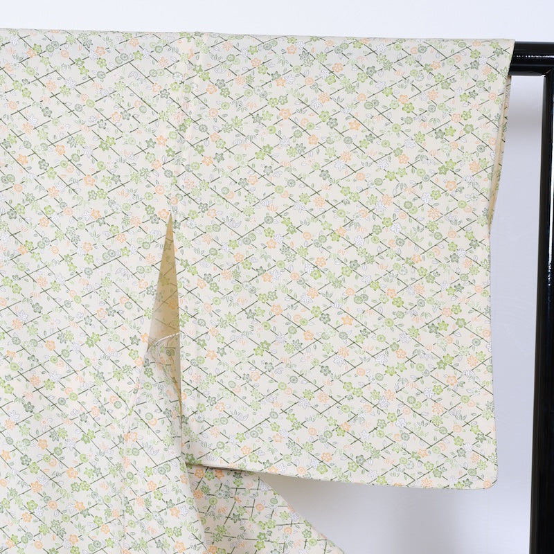 Japanese kimono<komon>-size M silk 100% silk  /T26