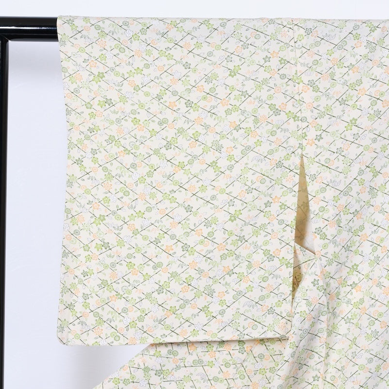 Japanese kimono<komon>-size M silk 100% silk  /T26