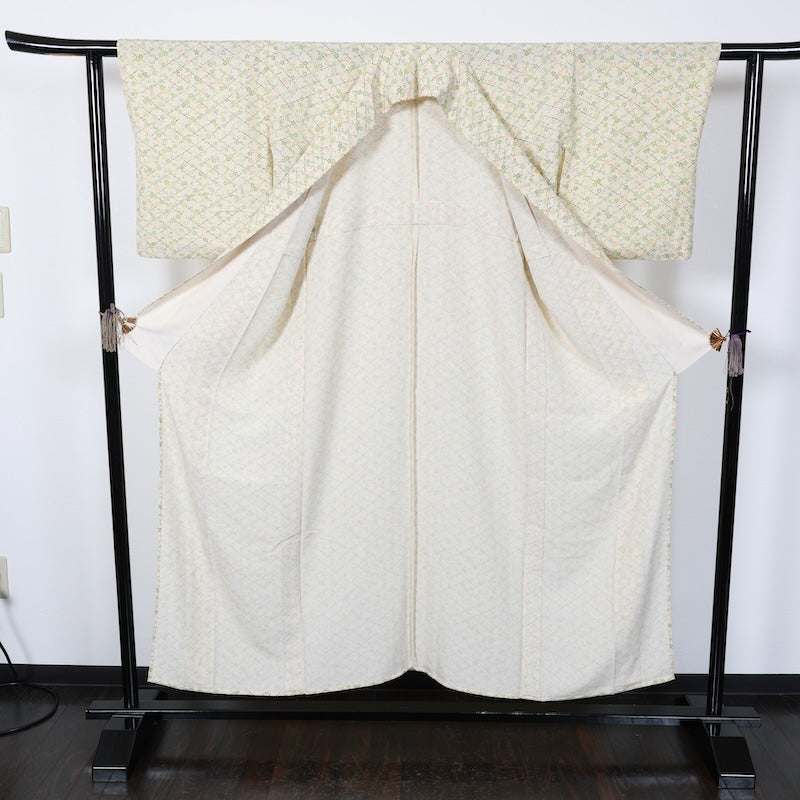 Japanese kimono<komon>-size M silk 100% silk  /T26