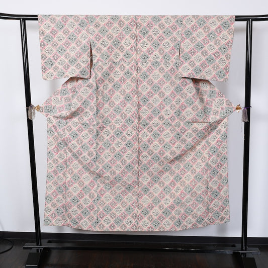 Japanese kimono<komon>-size S silk 100% silk  /T28