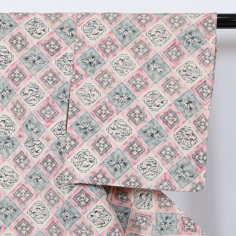 Japanese kimono<komon>-size S silk 100% silk  /T28