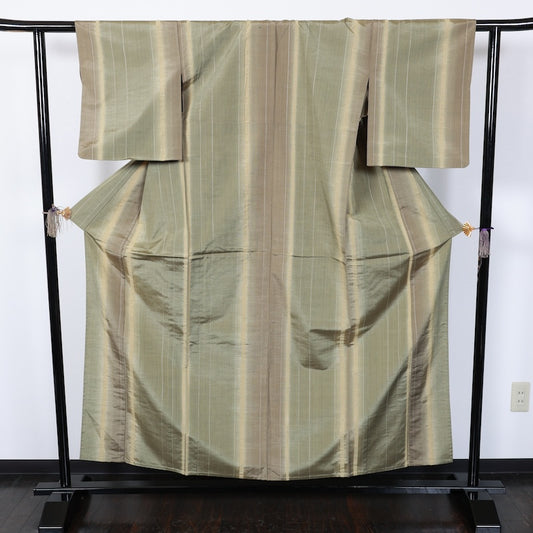 Japanese kimono<tsumugi>-size M silk 100% silk  /T35