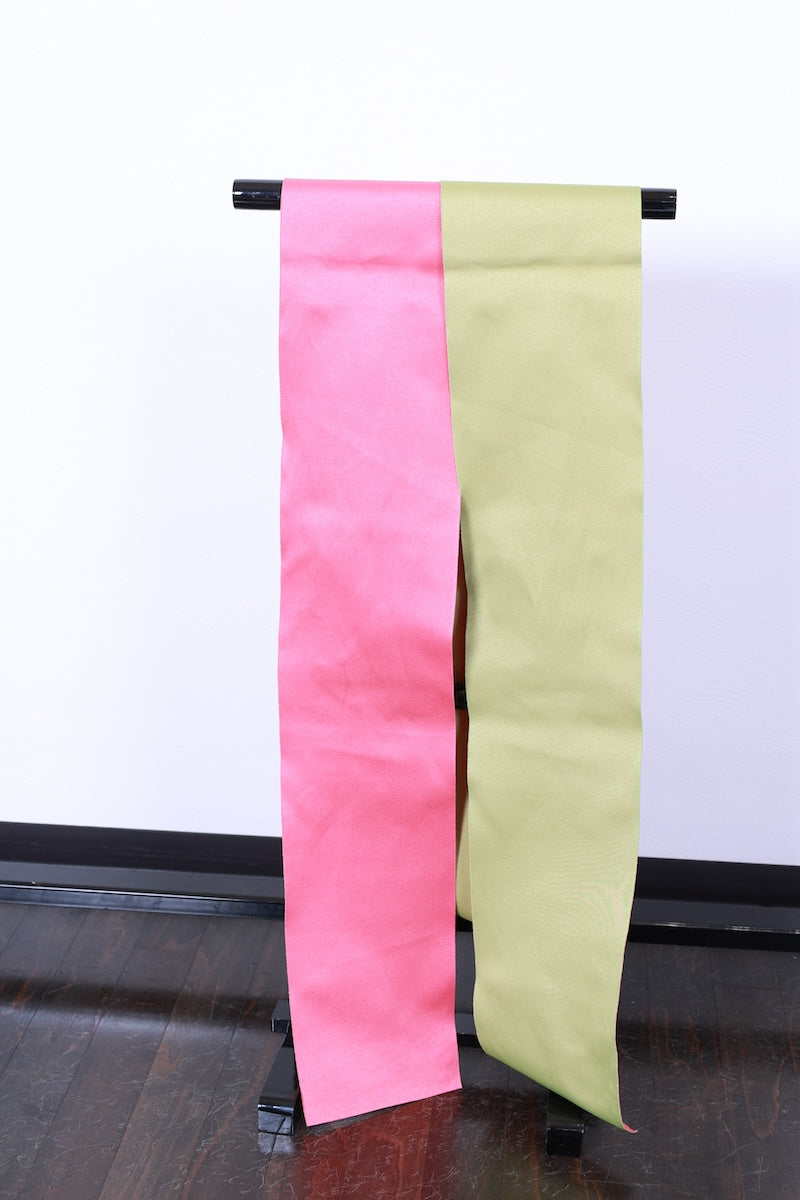 Hanhaba-obi sash Yellow-Green  Pink Reversible pre-owned /R528