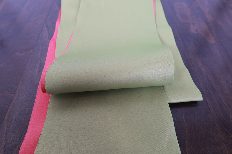 Hanhaba-obi sash Yellow-Green  Pink Reversible pre-owned /R528