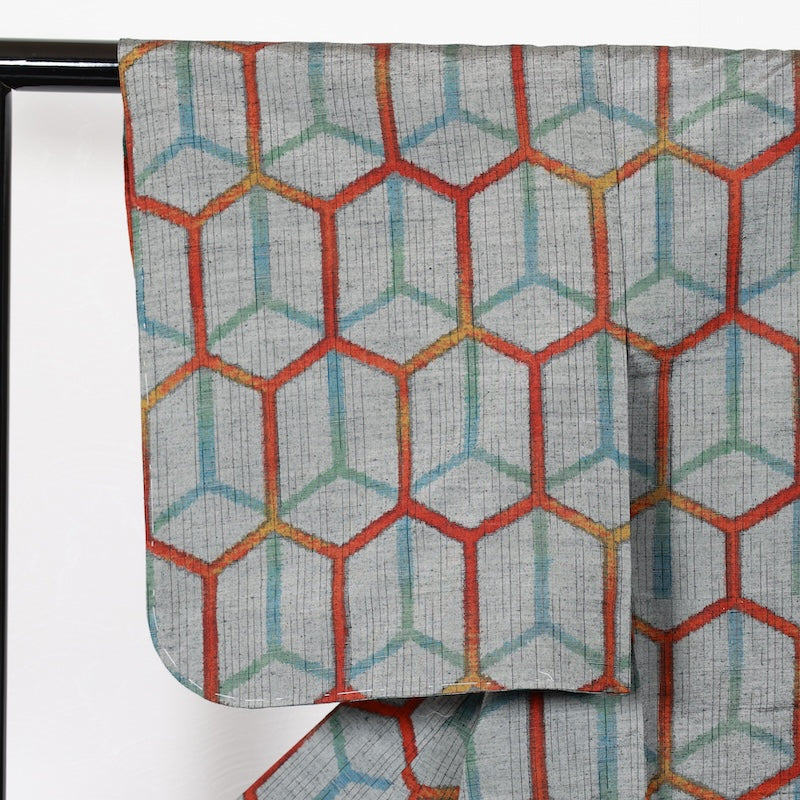 Japanese kimono<tsumugi>-size M silk 100% silk  /T40