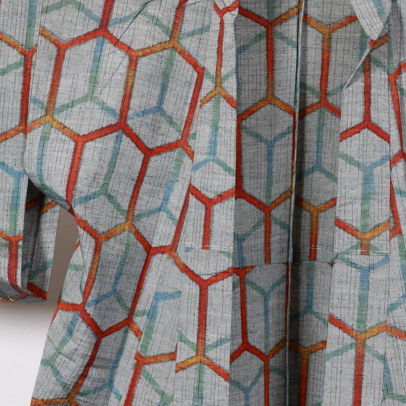Japanese kimono<tsumugi>-size M silk 100% silk  /T40
