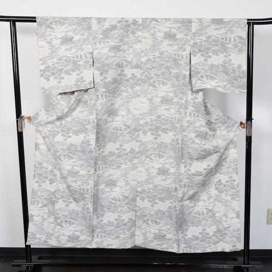 Japanese kimono<tsmugi>-size M silk 100% silk  /T41