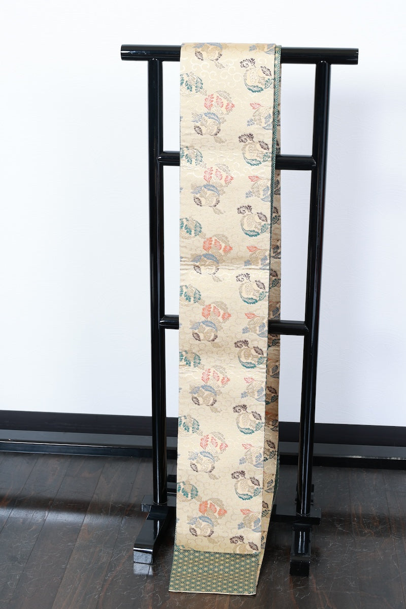 Hanahaba-obi sash belt gold blue reversible pre-owned /R515
