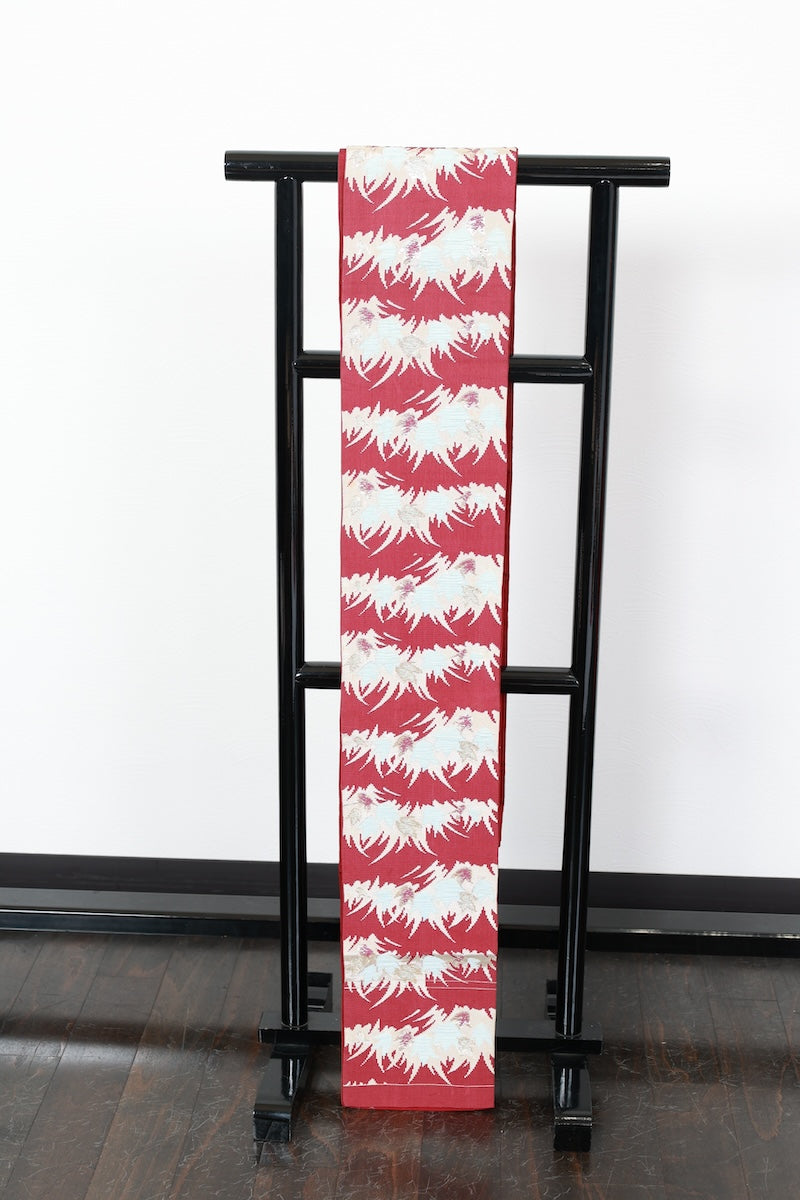 Hanhaba-obi sash belt Reddish-purple gold white pre-pwned / R520