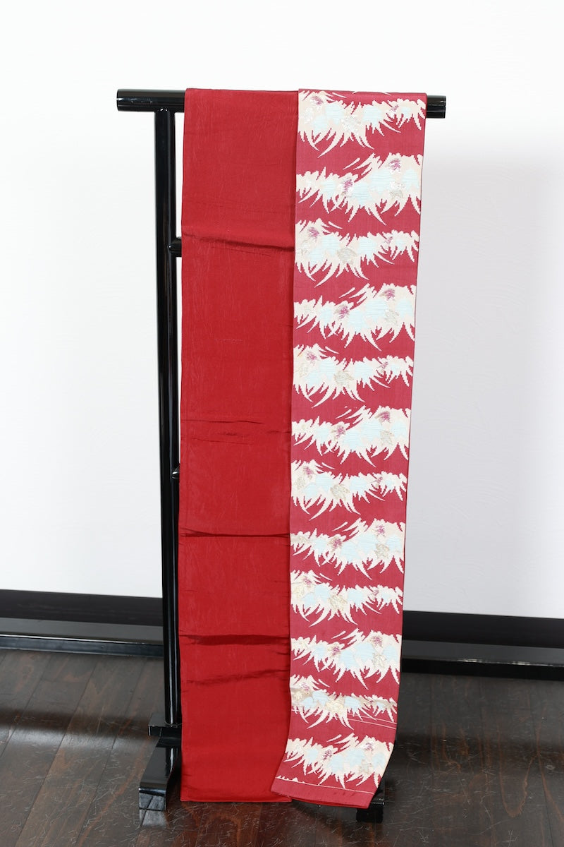 Hanhaba-obi sash belt Reddish-purple gold white pre-pwned / R520