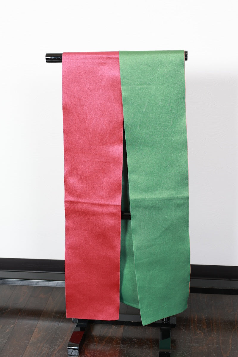 Hanahaba-obi sash belt green red reversible pre-owned /R521