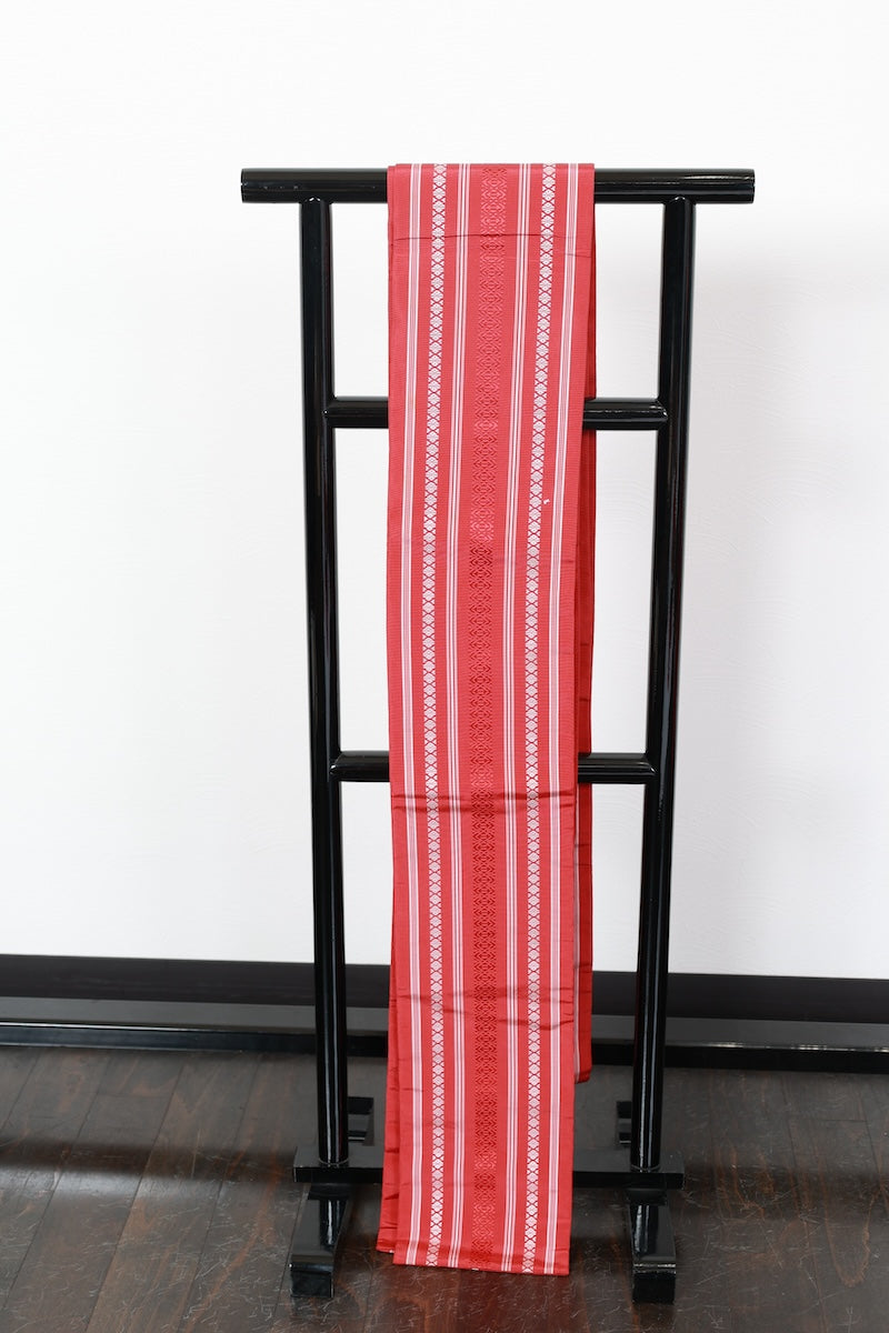 Hanhaba-obi sash belt red white pre-owned /R523