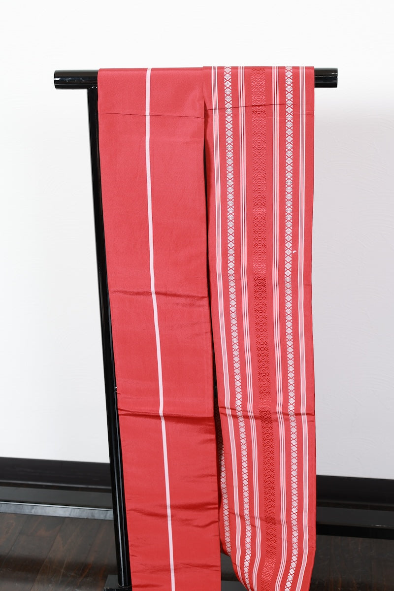 Hanhaba-obi sash belt red white pre-owned /R523