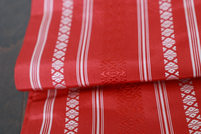 Hanhaba-obi sash belt red white pre-owned /R523