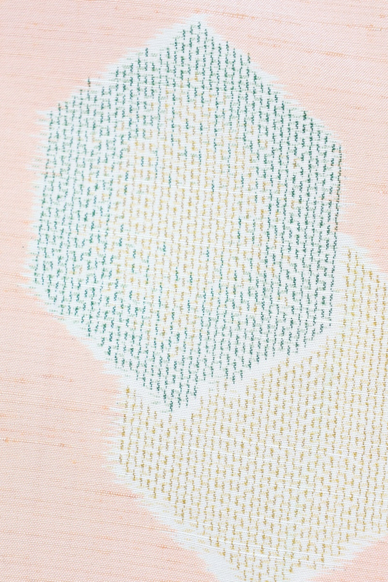 Tsumugi kimono beige green Hand-woven pre-owned /R567