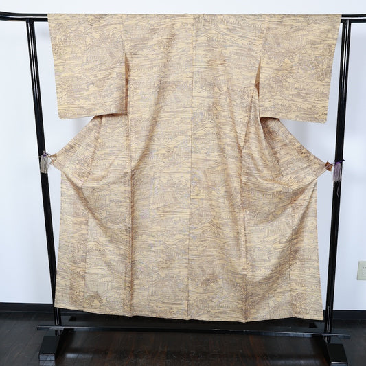 Japanese kimono<tsumugi>-size M silk 100% silk  /T33