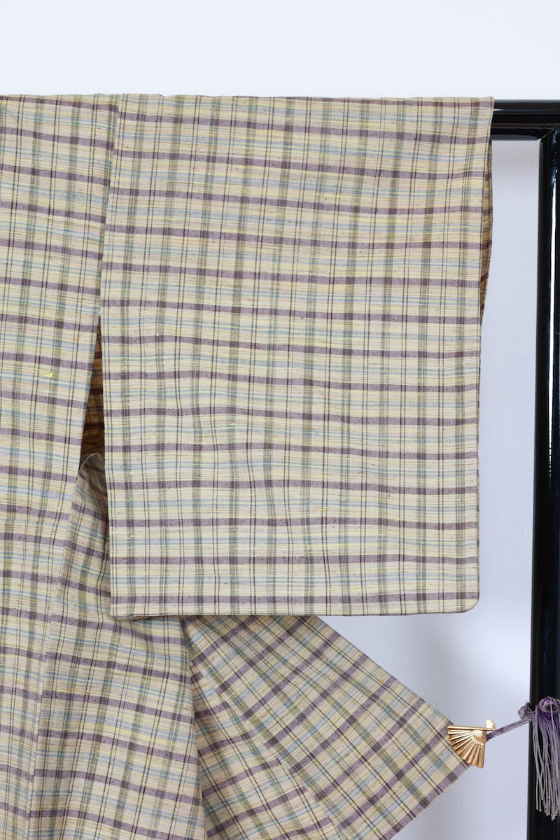 Komon kimono yellow-green pre-owned /R556