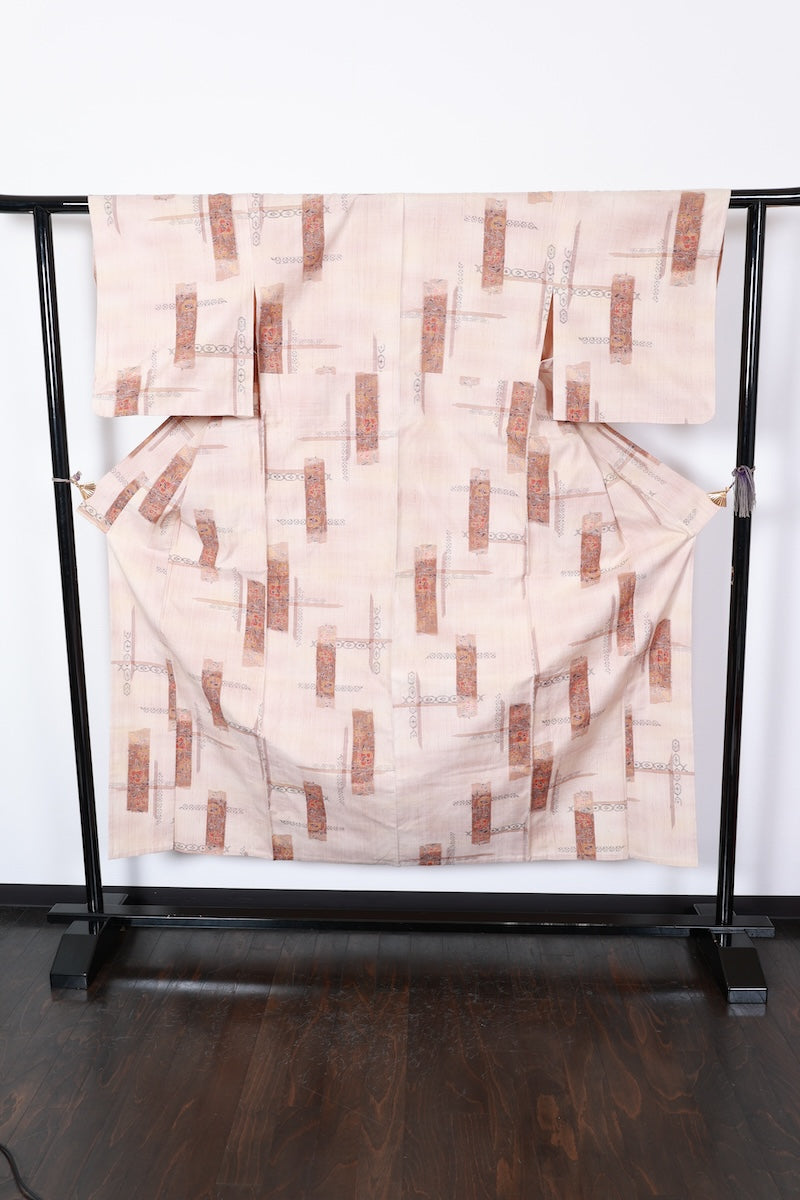 Tsumugi kimono beige pre-owned /R557