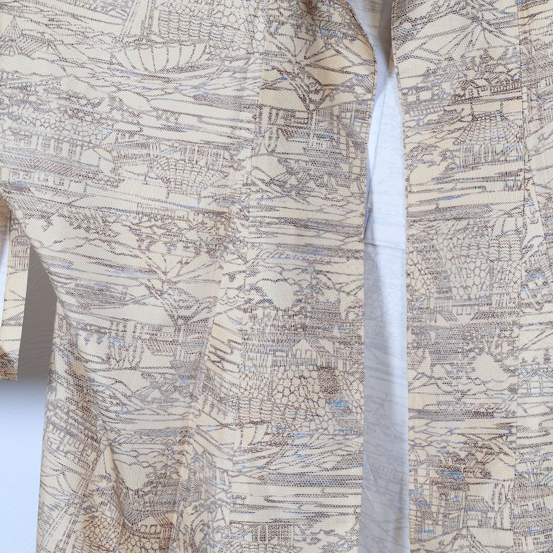 Japanese kimono<tsumugi>-size M silk 100% silk  /T33