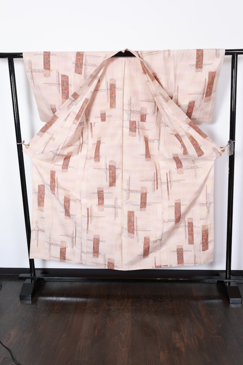Tsumugi kimono beige pre-owned /R557