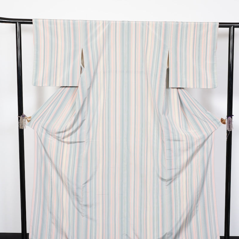 Japanese kimono used <komon>-size L silk 100% silk  /T53