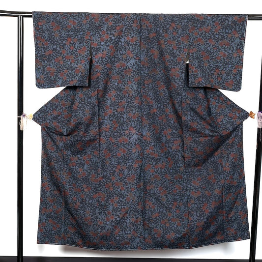 Japanese kimono used <tsumugi>-size S silk 100% silk  /T58