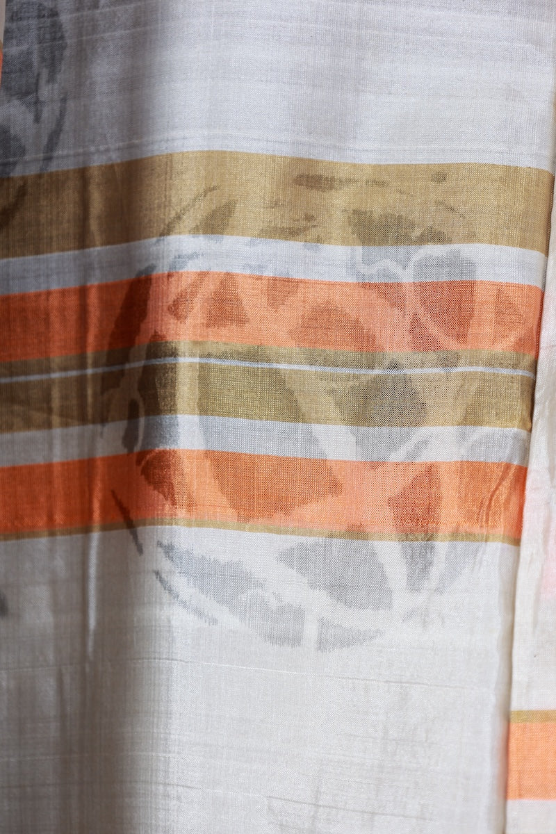 Antique Long Haori – Meisen – Purple, Mustard, Red, Gray – Floral & Kasuri Patterns – R565