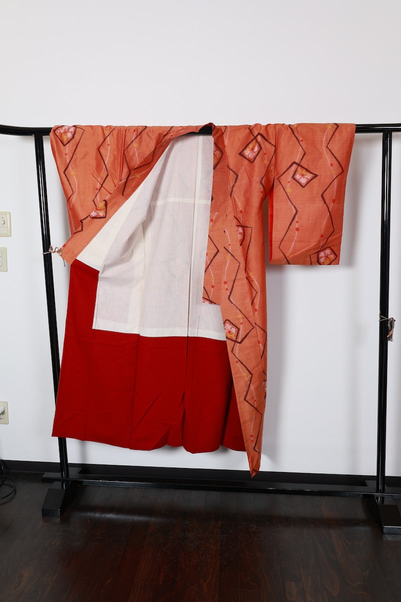 Antique Kimono tsumugi orange /R564