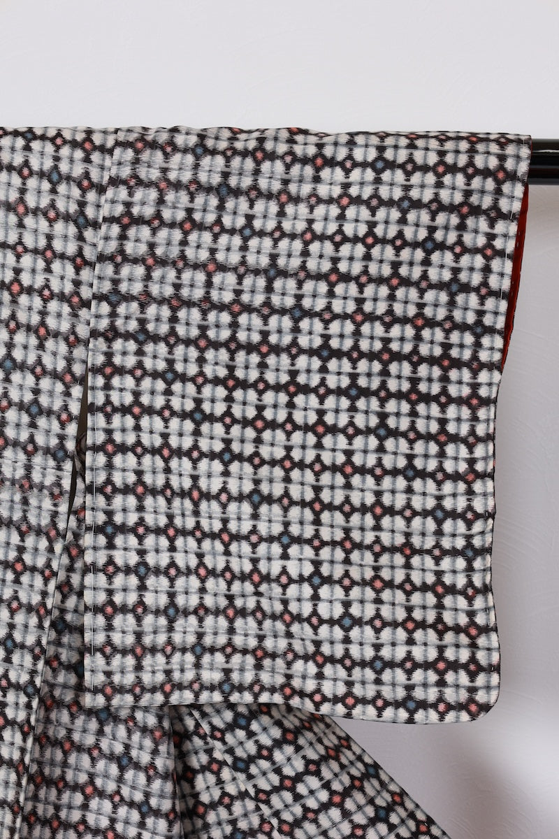 Tsumugi kimono black white New, unused item /R559