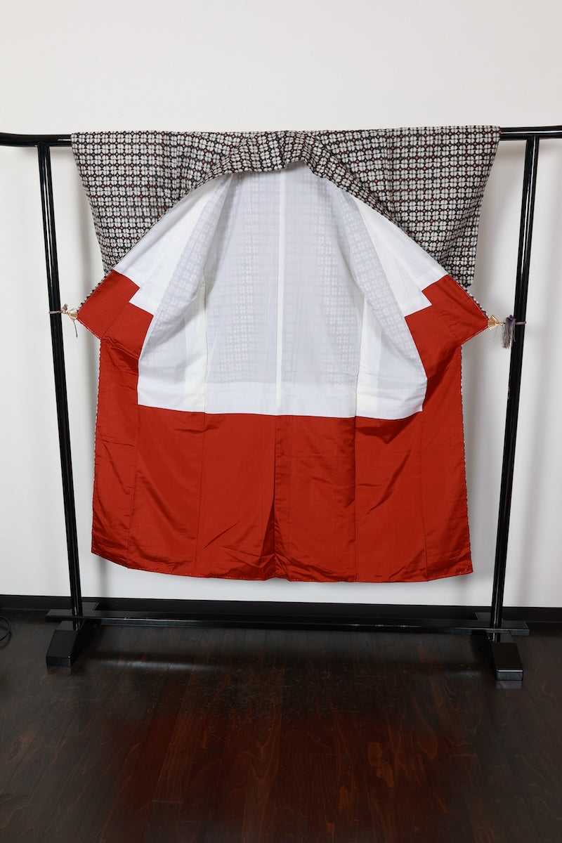 Tsumugi kimono black white New, unused item /R559