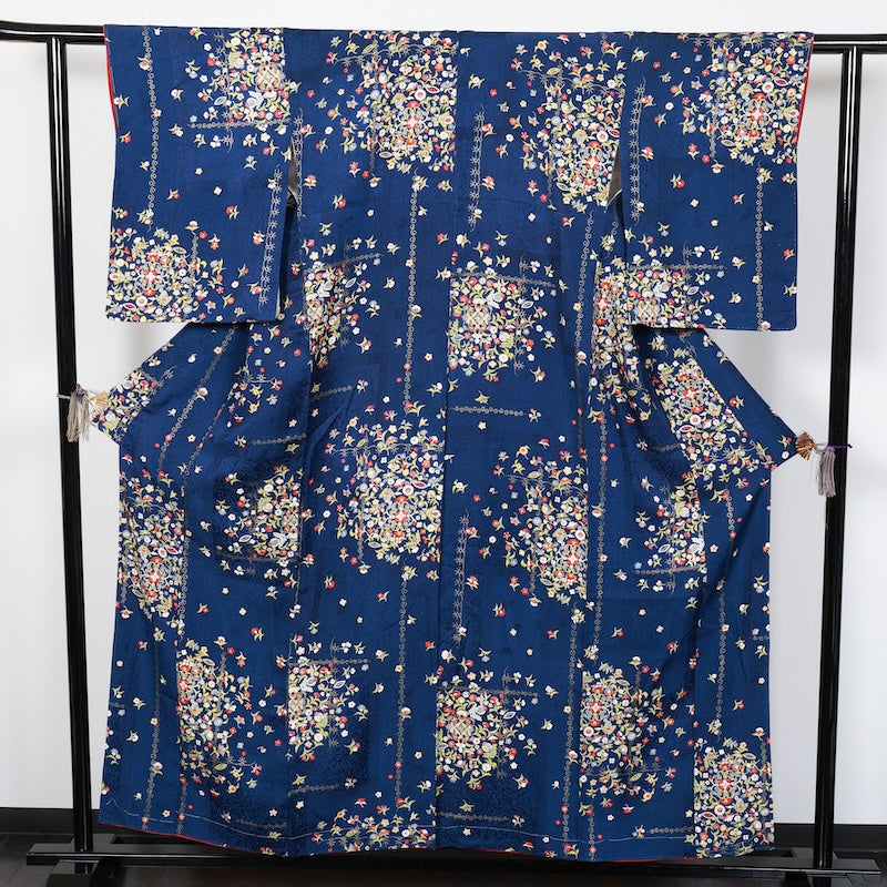 Japanese kimono used <komon>-size M silk 100% silk  /T70