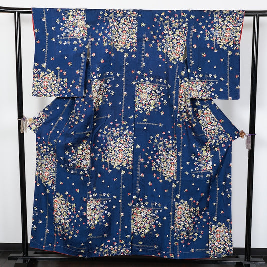 Japanese kimono used <komon>-size M silk 100% silk  /T70