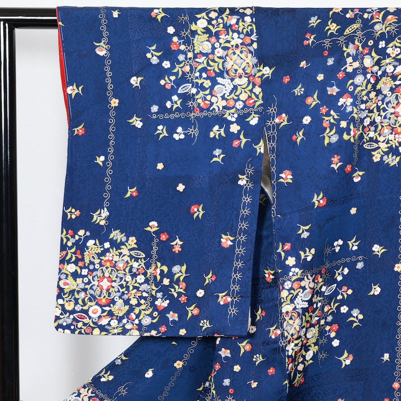 Japanese kimono used <komon>-size M silk 100% silk  /T70