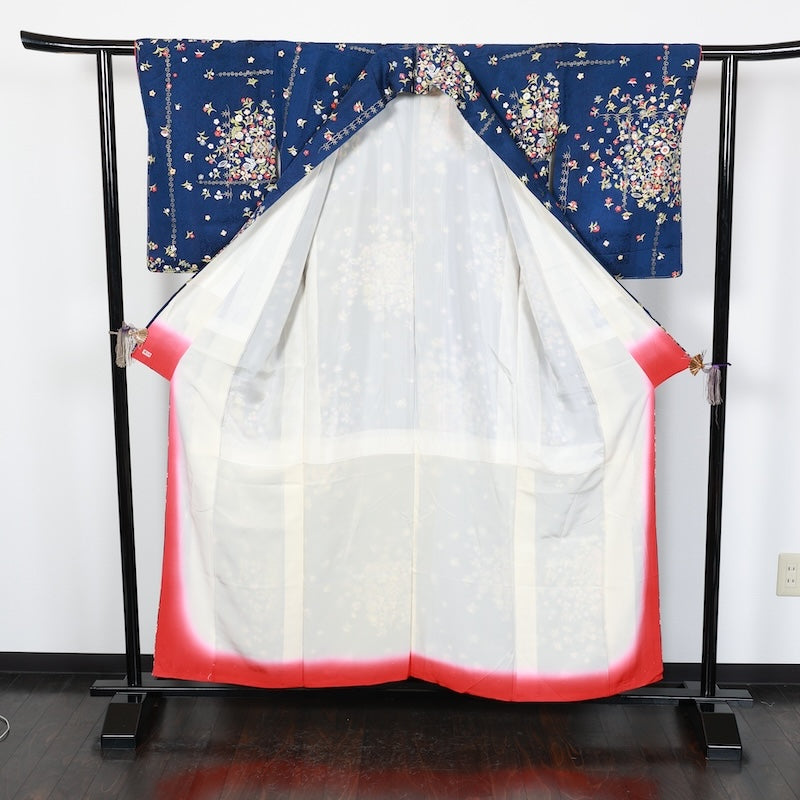Japanese kimono used <komon>-size M silk 100% silk  /T70