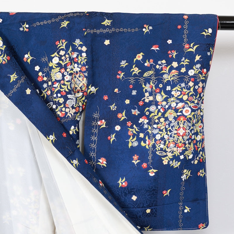 Japanese kimono used <komon>-size M silk 100% silk  /T70