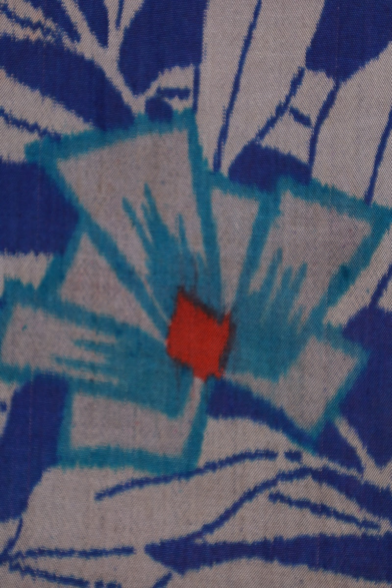 Tsumugi kimono Blue Red Gray Flower pre-owned /R561