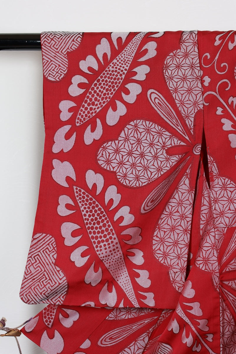 Komon kimono wine-color pre-owned /R558
