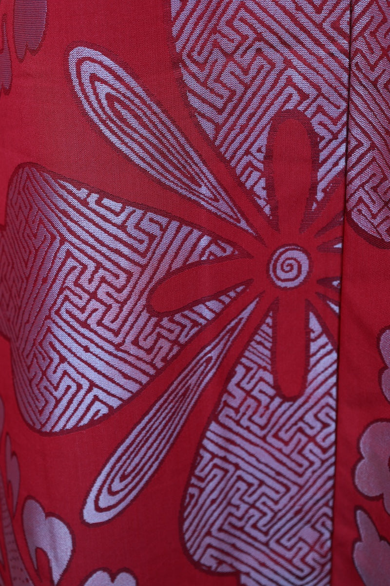 Komon kimono wine-color pre-owned /R558