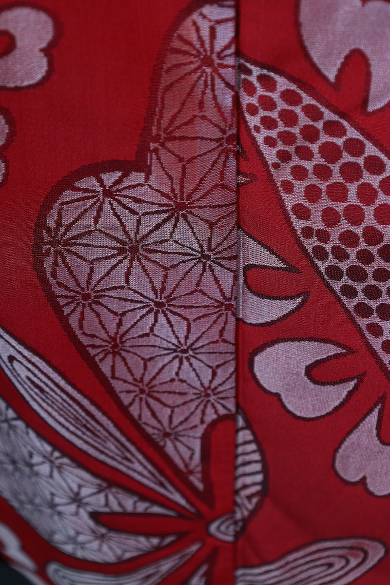 Komon kimono wine-color pre-owned /R558