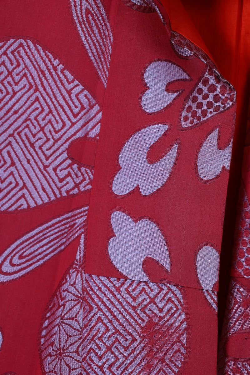 Komon kimono wine-color pre-owned /R558