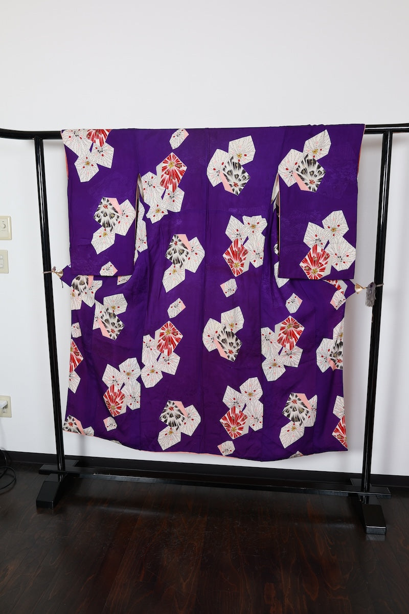 Antique Komon kimono bule-purple /R566