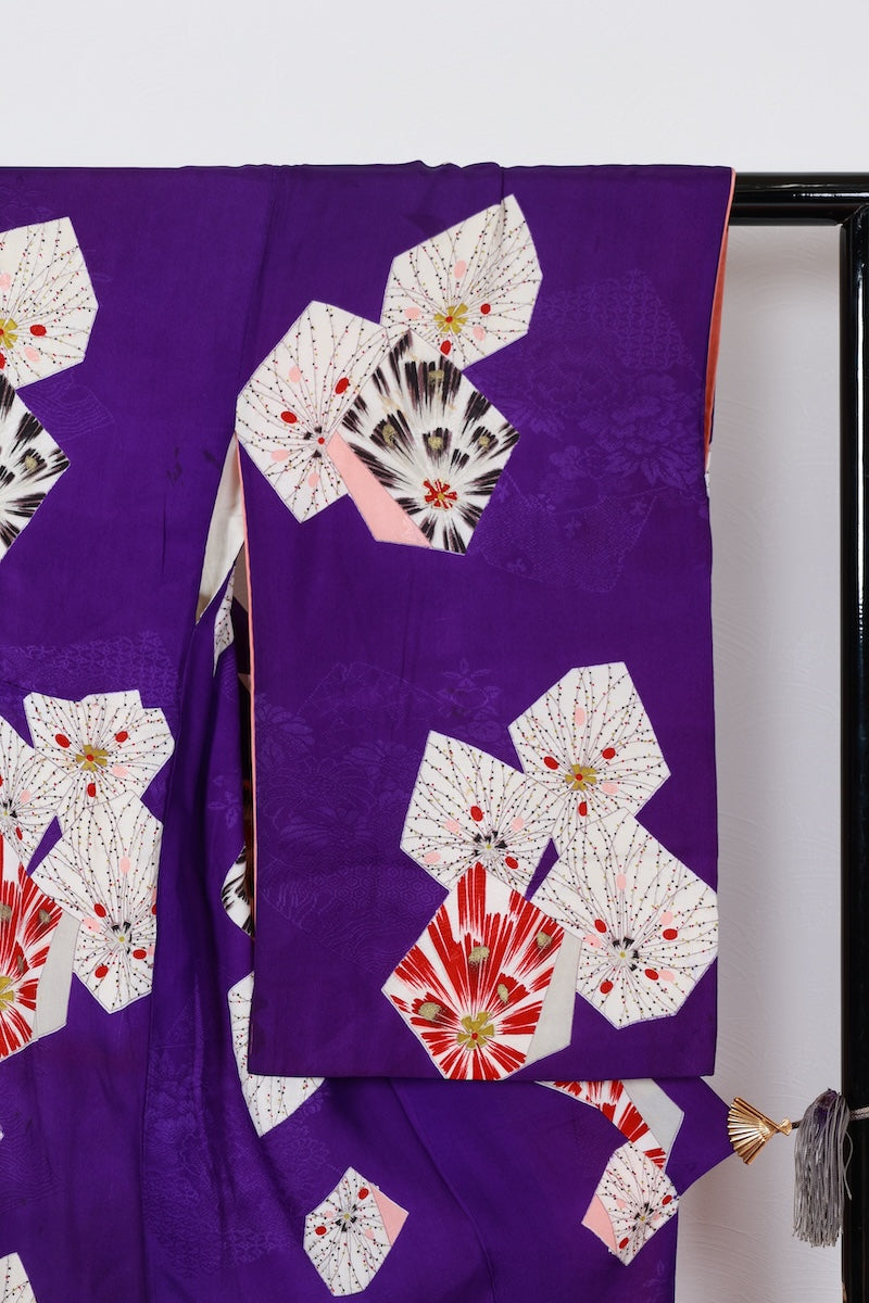 Antique Komon kimono bule-purple /R566